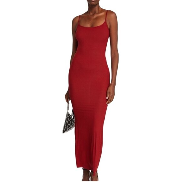Skims Red Soft Lounge Long Maxi Slip Dress L - Picture 5 of 10
